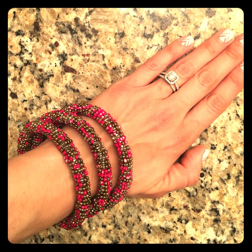Pink & gold beaded bracelets