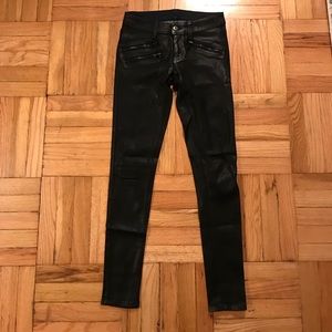 Carmar coated black denim with zipper detail