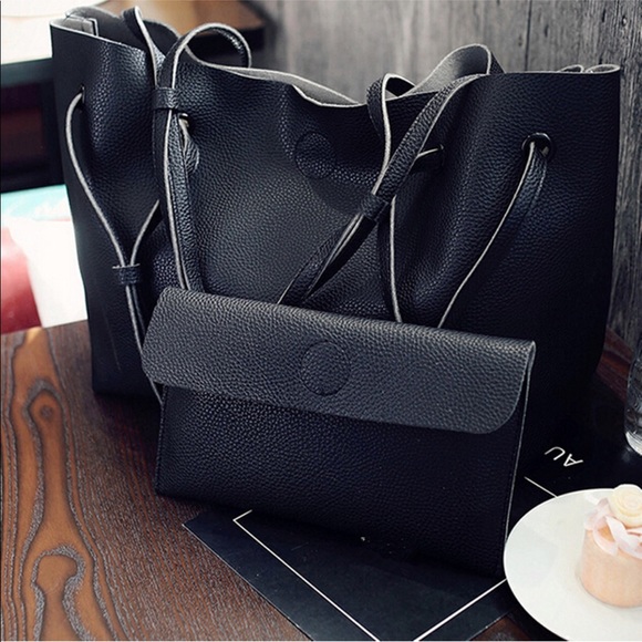 Handbags - Black Pebble Purse & Matching Wallet