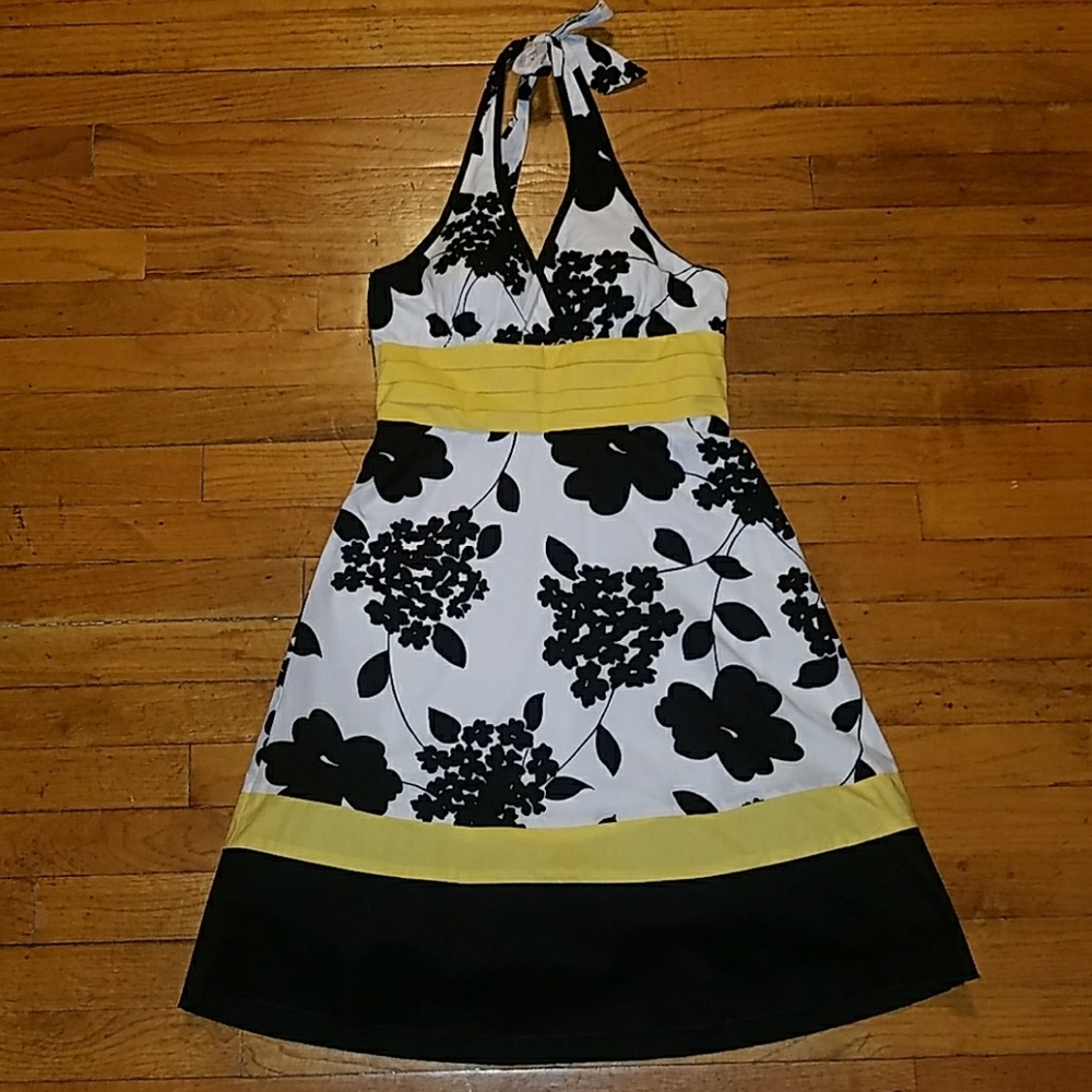 Trixxi Halter Sun Dress, Black & Yellow, size 7