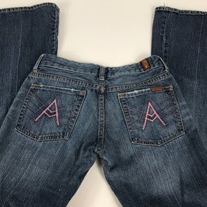 7 For All Man Kind Pink "A Pocket" Sz 25