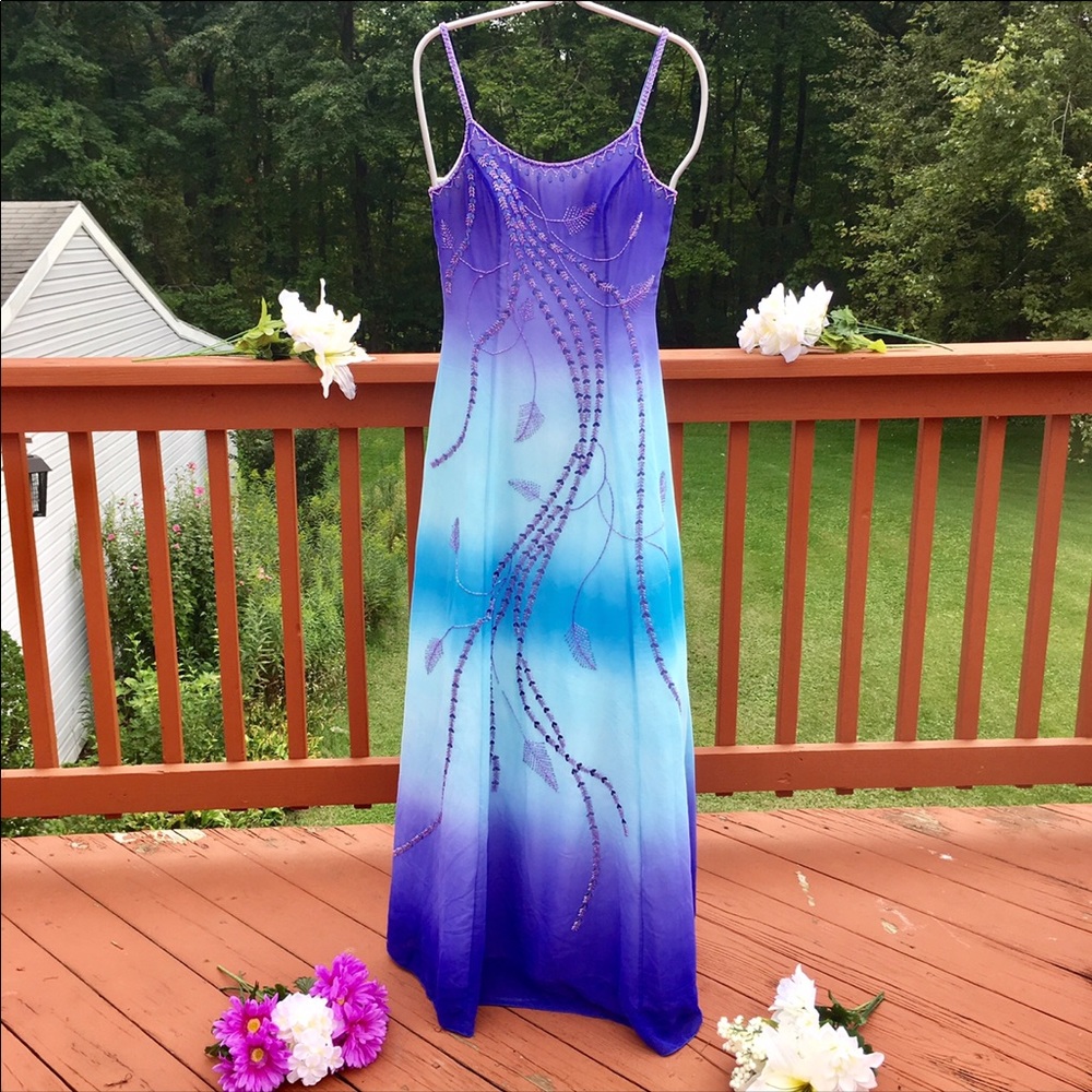 ESHA TYE DYED ORNATE DETAIL DRESS GOWN