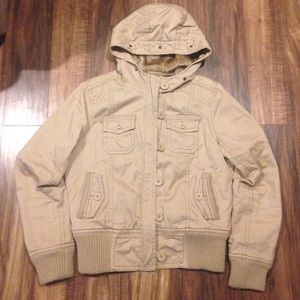 Aeropostale heavy jacket with fuzzy hood size L