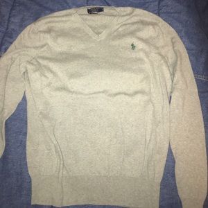 Polo V-neck Grey Sweater - medium