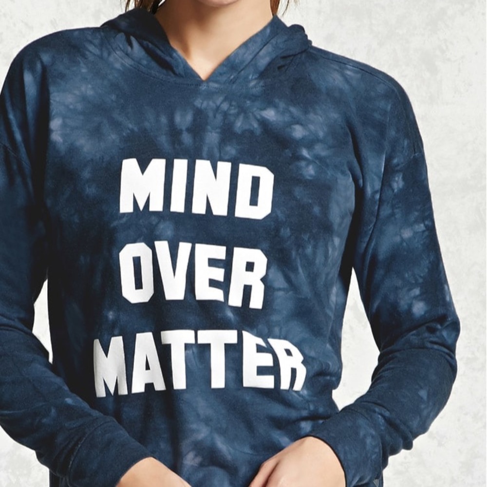 Mind over matter blue tie-dye hooded sweat- shirt