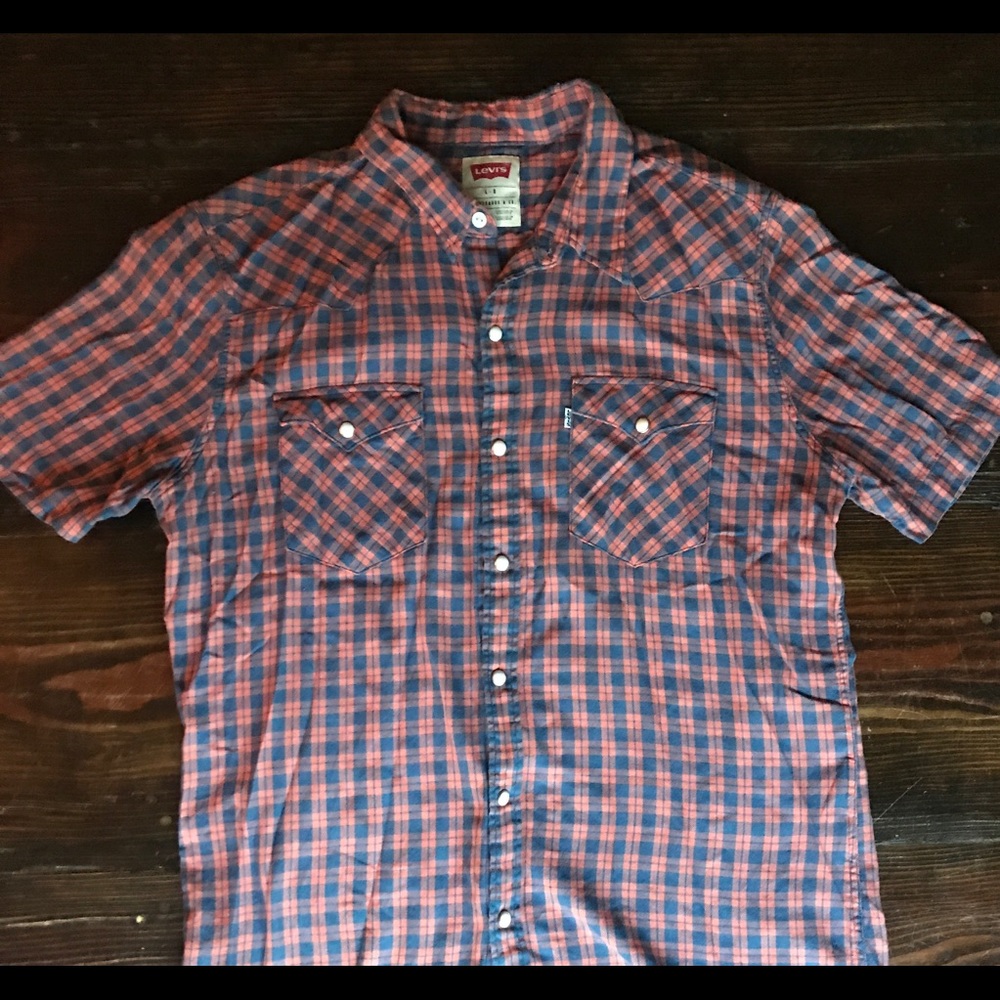 Levi's Plaid Short-Sleeved Button Down - Men's Lg