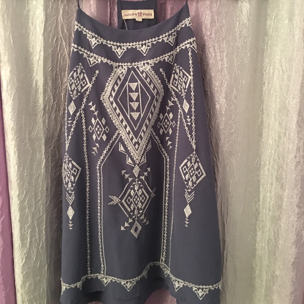 Embroidered Periwinkle Tank