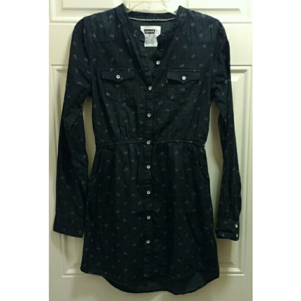 Levi's denim dress with blue bow graphics XL girls