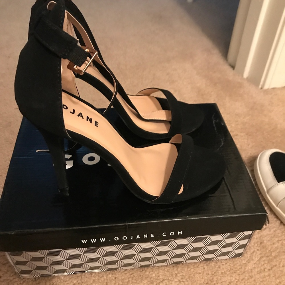 Black ankle strap heels