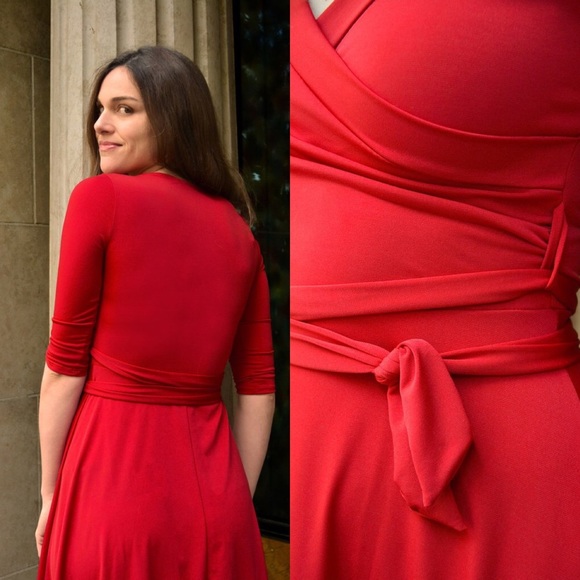 BOGO Sale NWOT Red Wrap Dress - Picture 2 of 2