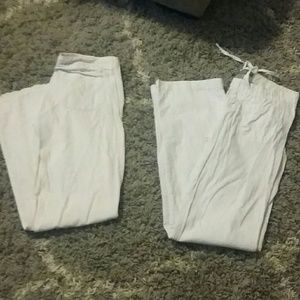 2 pairs of white linen pants