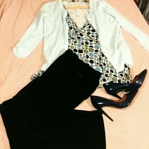 Blue, grey, and black long sleeve abstract shirt