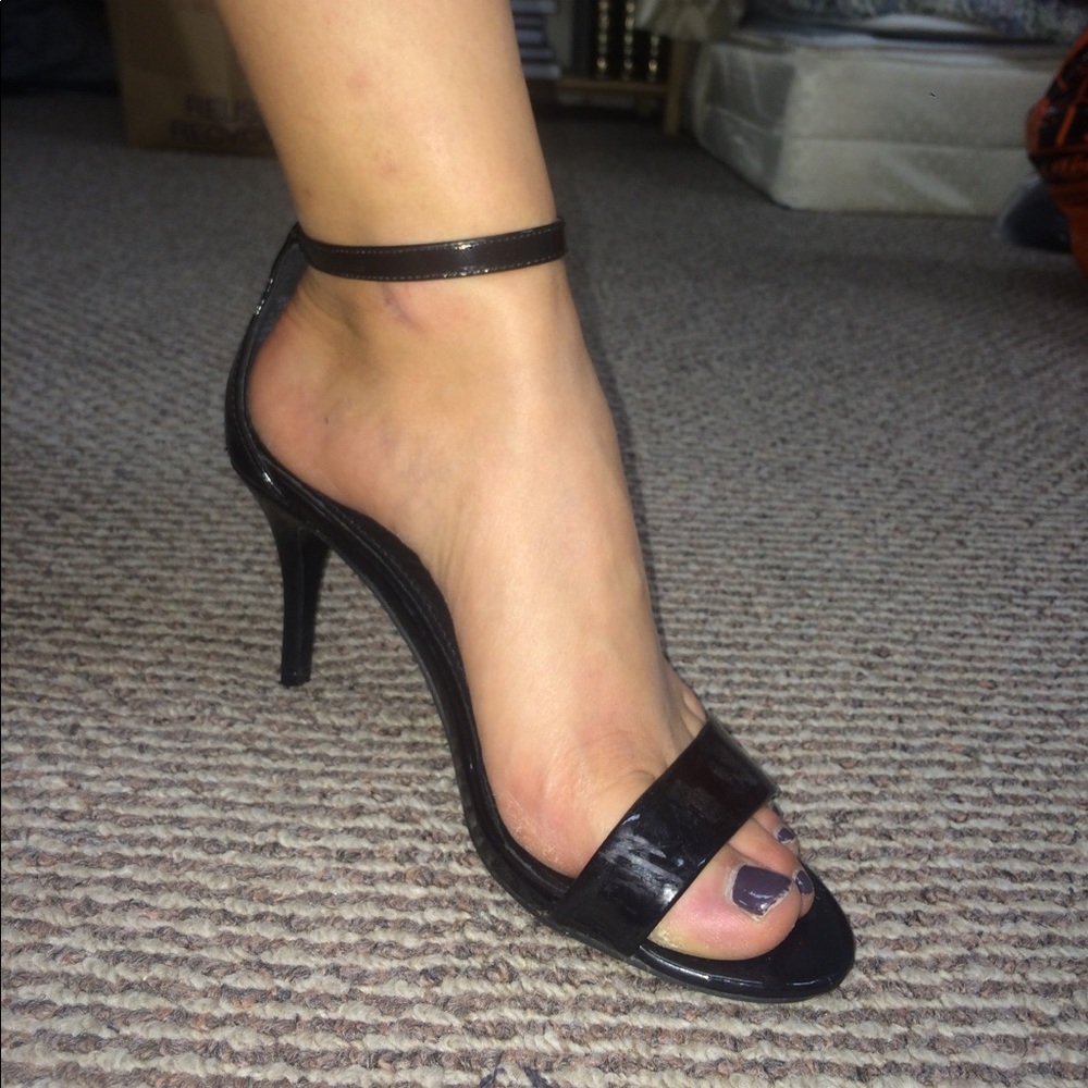 3" black strap heels