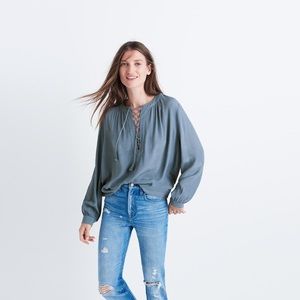 Madewell Lace-Up Peasant Top