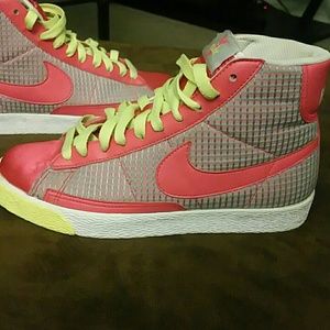Nike Blazer High Top Yellow and Pink Satin