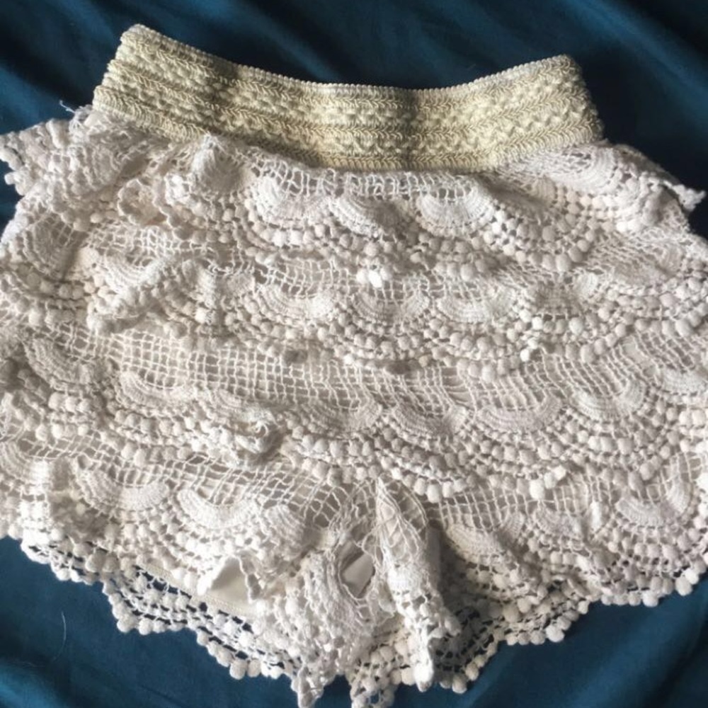 White crochet shorts