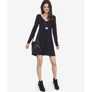 Express Black Vneck Long Sleeve Trapeze Dress
