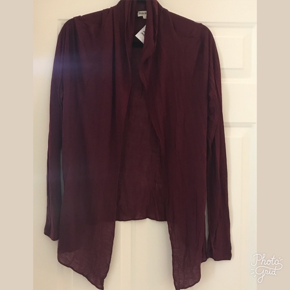 Maroon Lightweight Open Front Cardigan - Picture 4 of 8