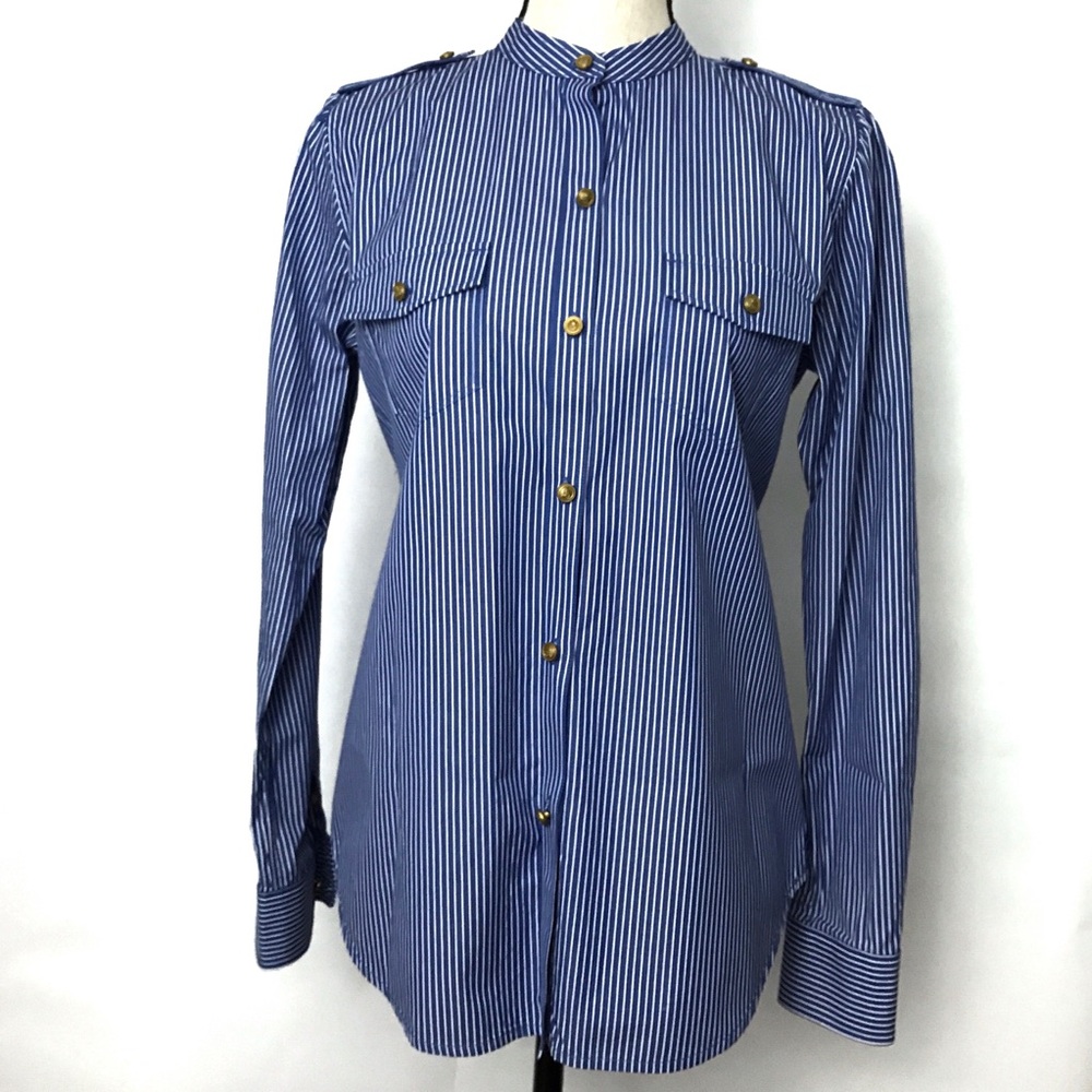 {Lauren RL} Collarless Button Down Shirt Medium