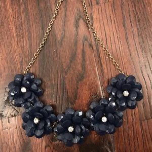 J. Crew Jewelry - J.Crew Navy Blue Flower Statement Necklace J. Crew Jewelry - J.Crew Navy Blue Flower Statement Necklace