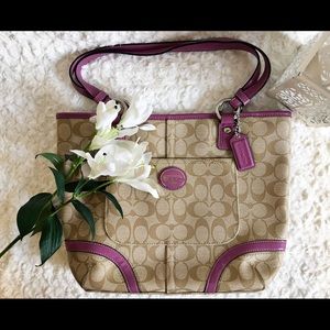 COACH Signature Peyton Tote Rose Khaki F18917