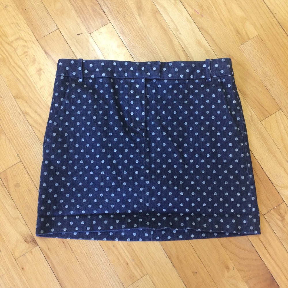J. Crew Denim Skirt with Polka Dots