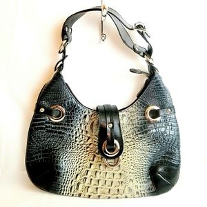 Faux Croco Black and Cream Hobo Bag