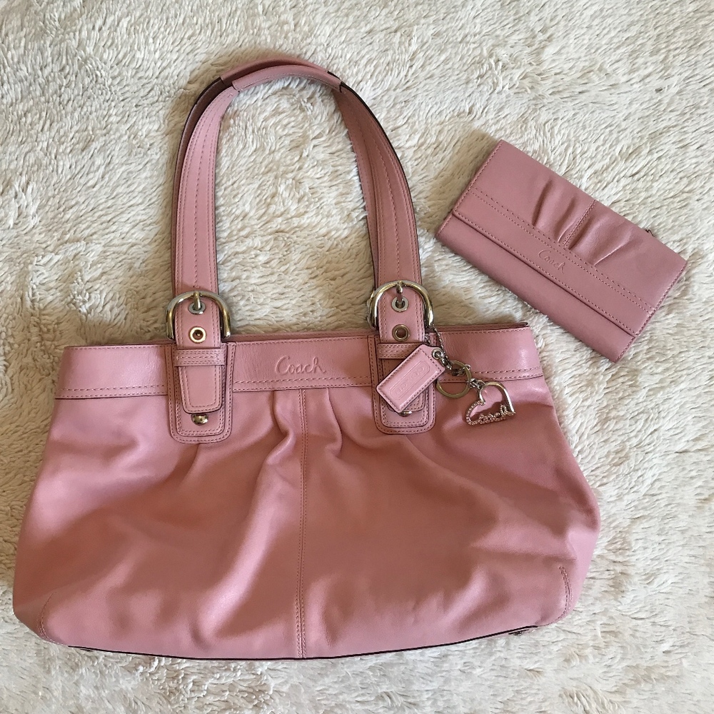 Coach Soho Pleated Leather Business Tote + Wallet