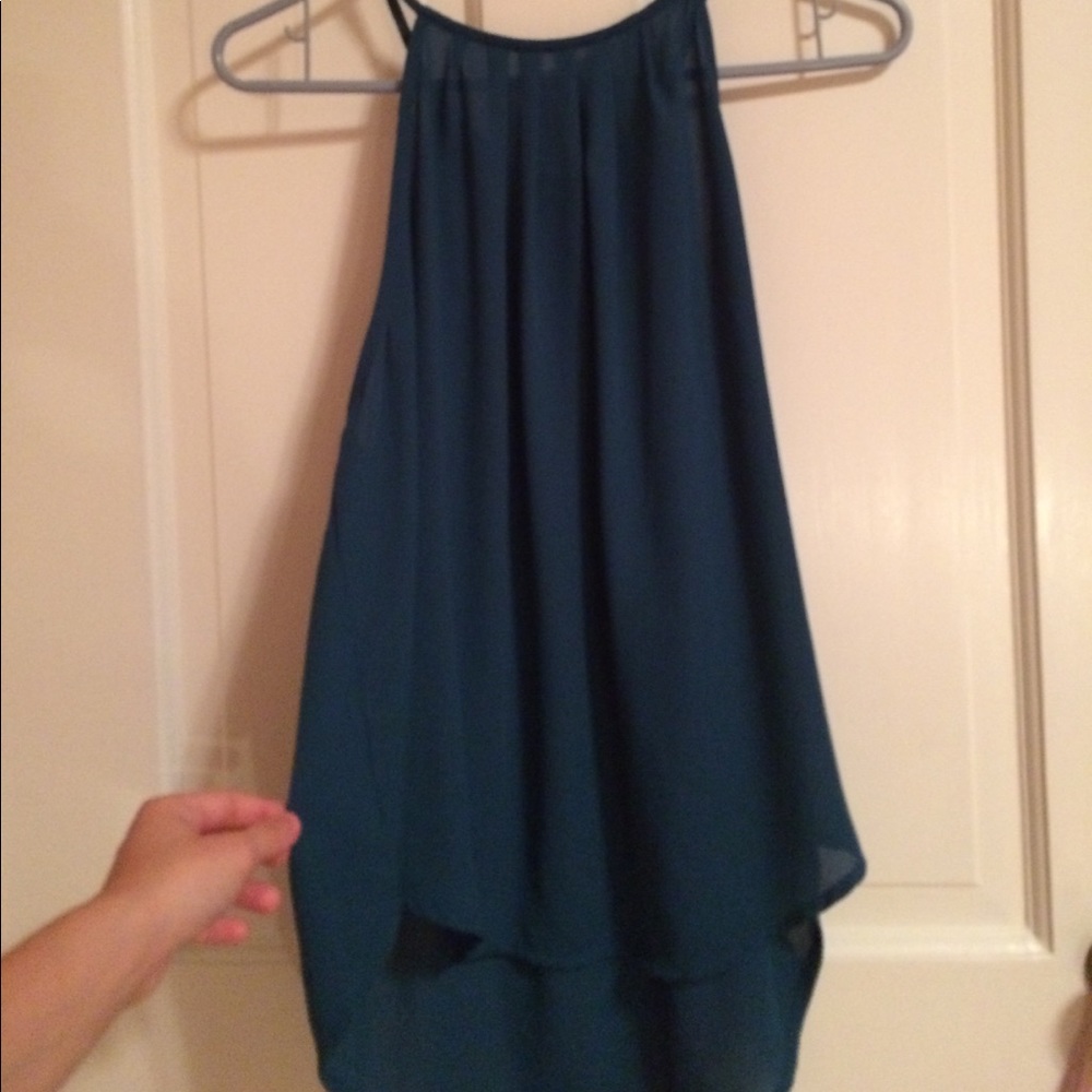 LUSH emerald green halter blouse top size S
