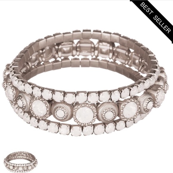 Jewelry - 🍑SILVER CLEAR CRYSTAL BRACELET TRIO🍑