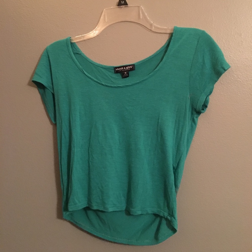 Blue scoop neck crop top