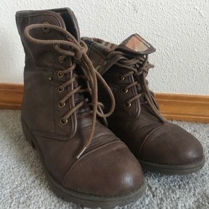 brown combat boots