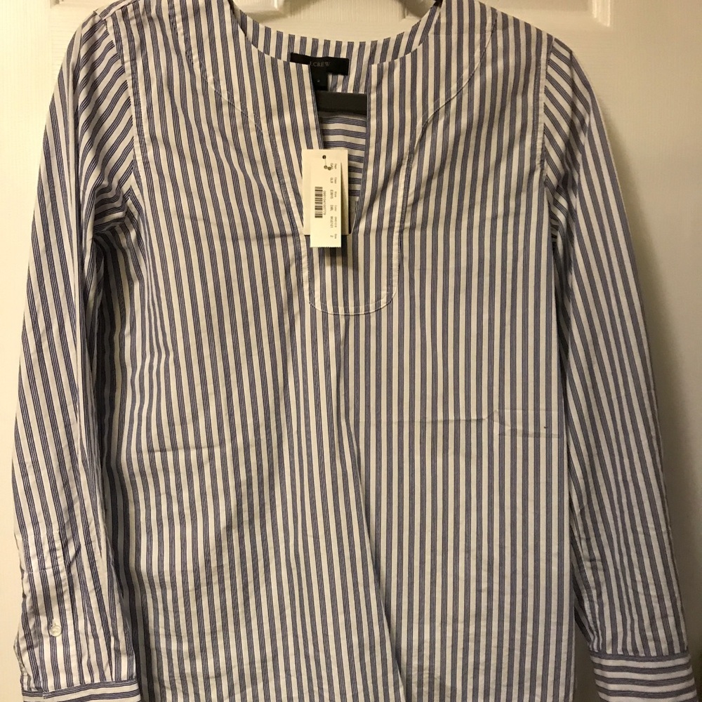 J. Crew Striped Blue and White Oxford Tunic