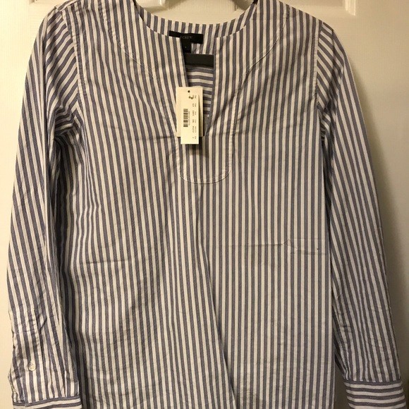 J. Crew Tops - J. Crew Striped Blue and White Oxford Tunic