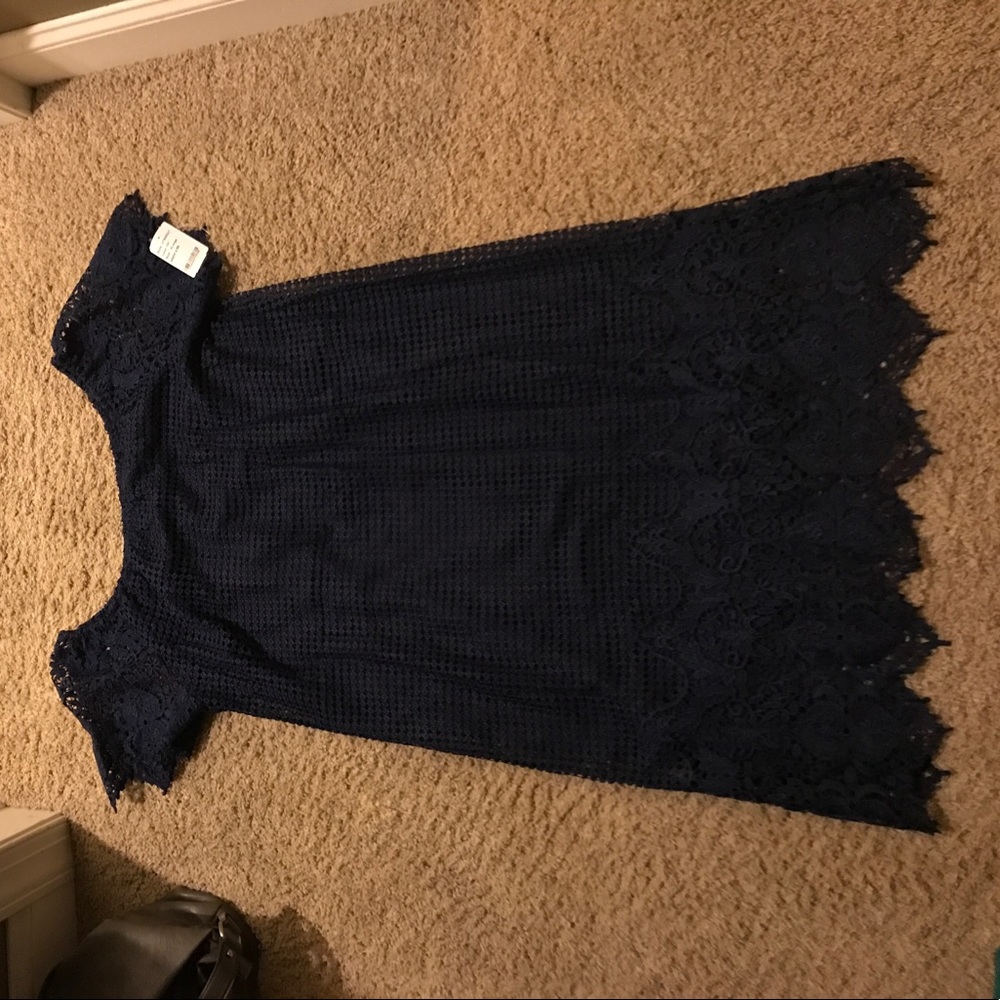 Navy Blue eyelet and lace dress XL (tags on)