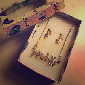 Playboy earrings and necklace set. REPOST!