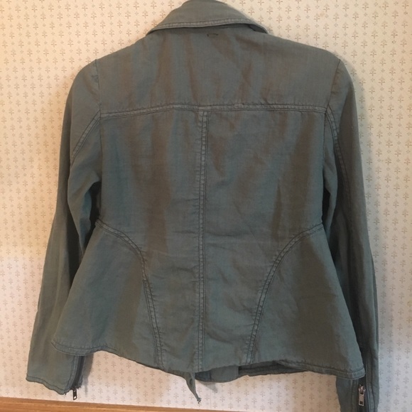 Olive Green Linen Jacket Free People XS Adore! - Picture 3 of 8