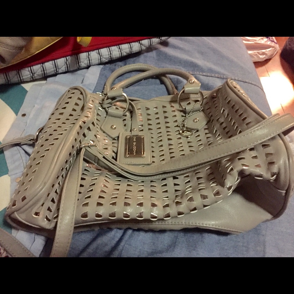 Gray leather Crossbody