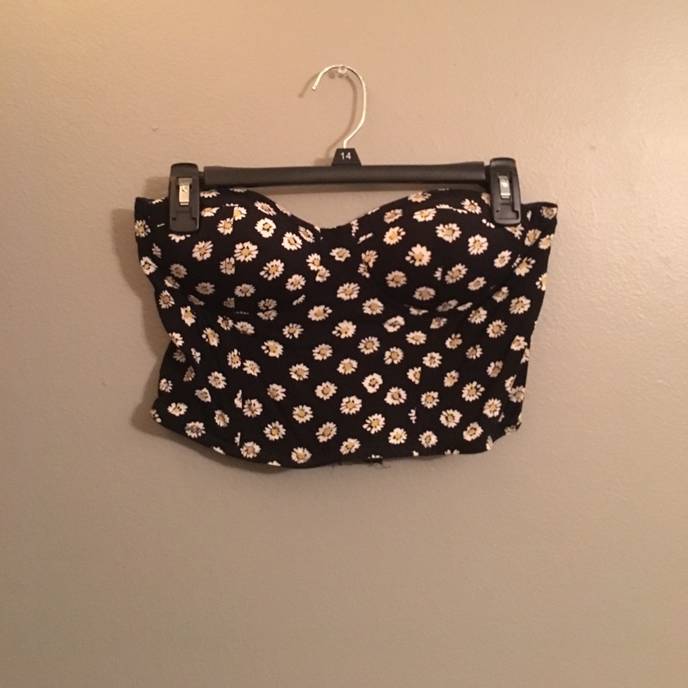 Strapless daisy crop top