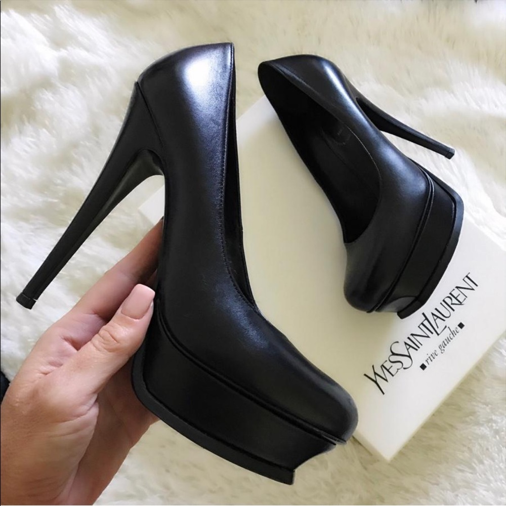 SOLD | YSL ❤️ TRIBUTE PUMP BLACK LEATHER SZ 39 - Picture 1 of 8