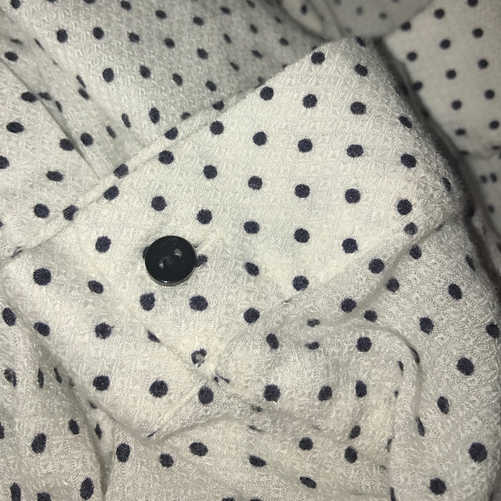 zara bow tie blouse polka dot Button down Blouse - Picture 3 of 7
