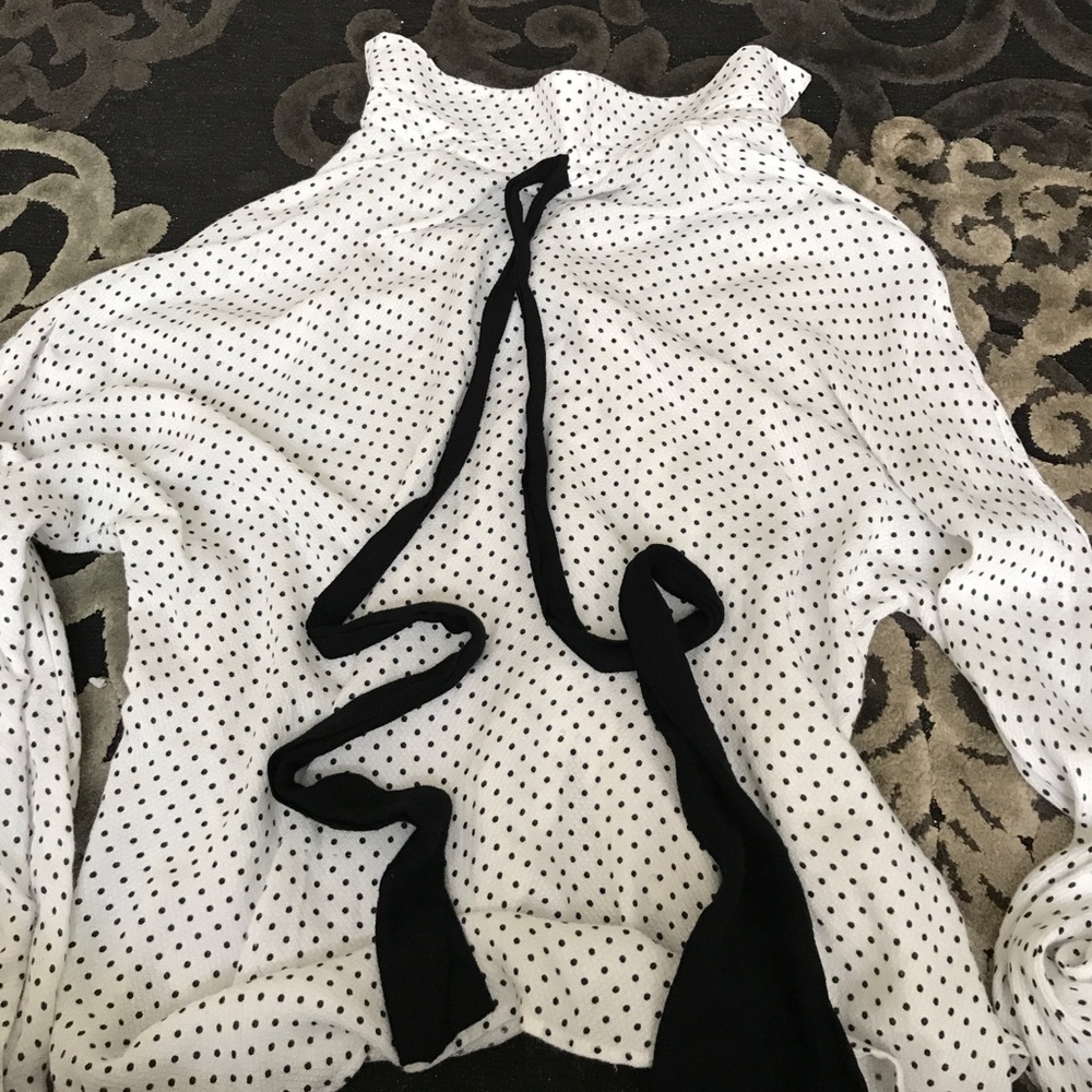 zara bow tie blouse polka dot Button down Blouse - Picture 5 of 7