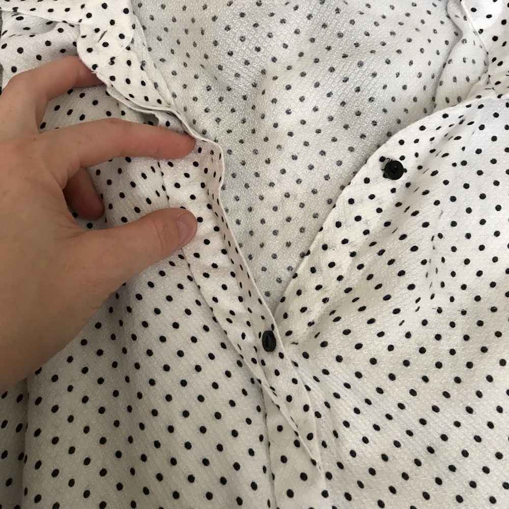 zara bow tie blouse polka dot Button down Blouse - Picture 7 of 7