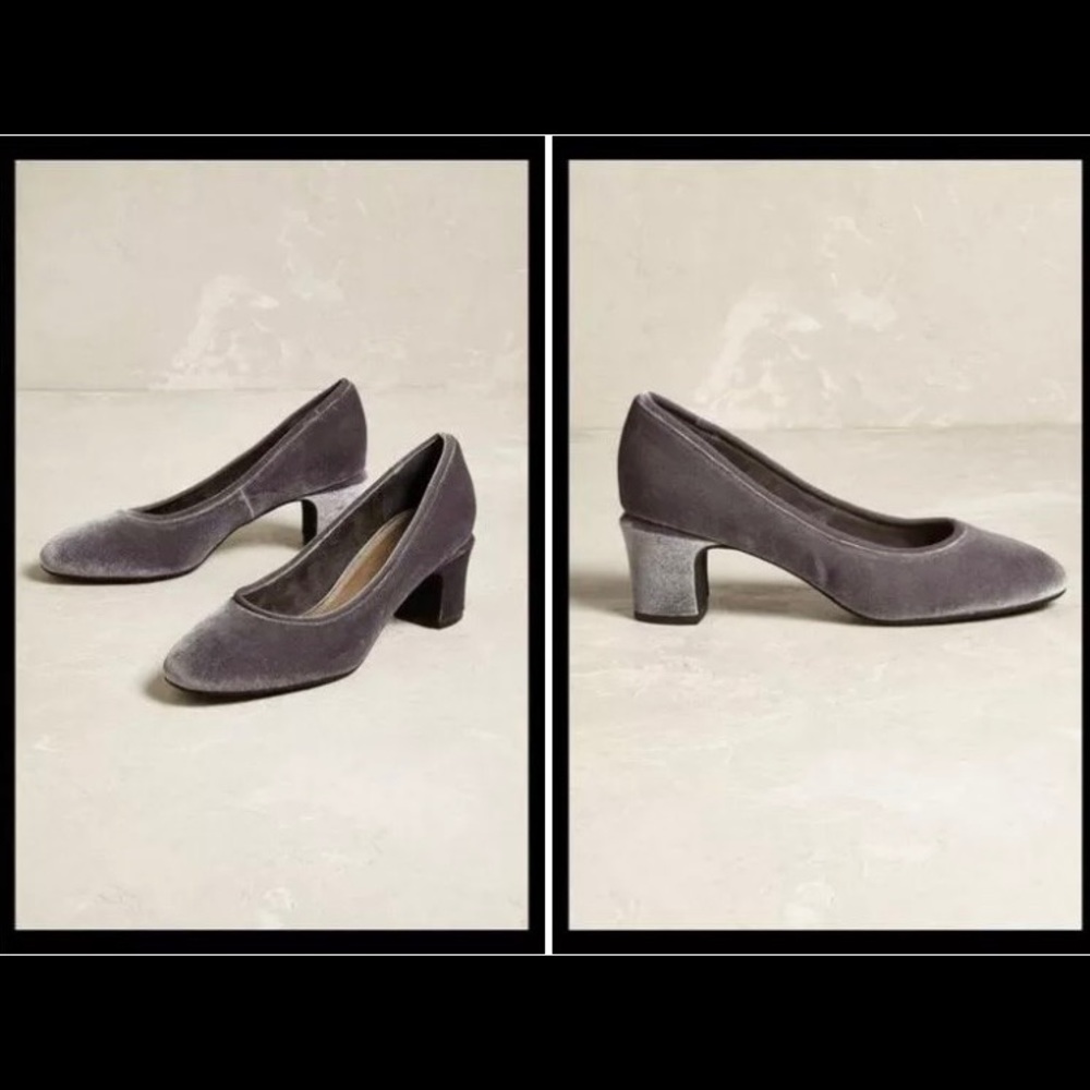 NWOB Anthropologie Liendo Velvet Gray Pumps 6