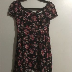 Black/floral mini dress