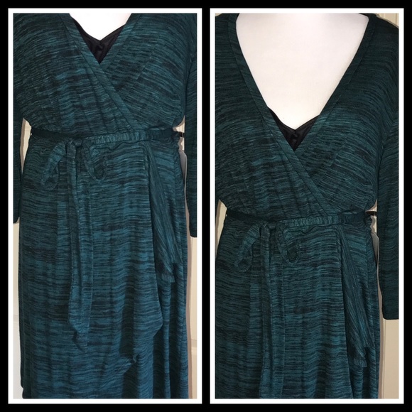 EMMA & MICHELLE EMERALD GRN FAUX WRAP DRESS - NWT - Picture 3 of 7
