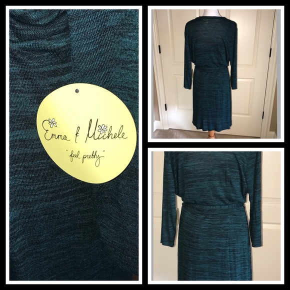 EMMA & MICHELLE EMERALD GRN FAUX WRAP DRESS - NWT - Picture 4 of 7