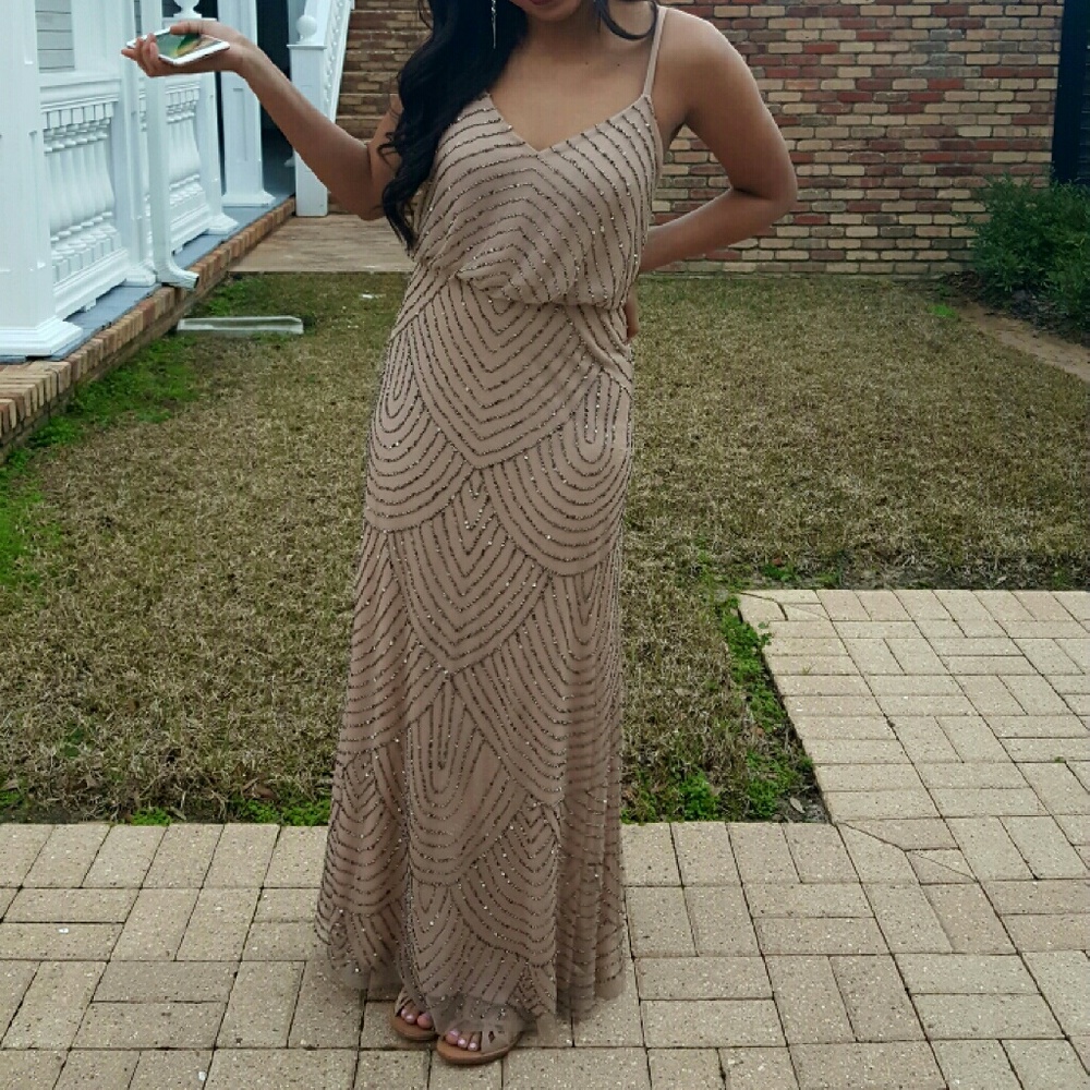 Adrianna Papell Blush Beaded Dress Prom/Bridesmaid