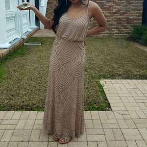 Adrianna Papell Blush Beaded Dress Prom/Bridesmaid