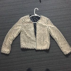 Honey Punch White Dot Open Cardigan Sweater Jacket